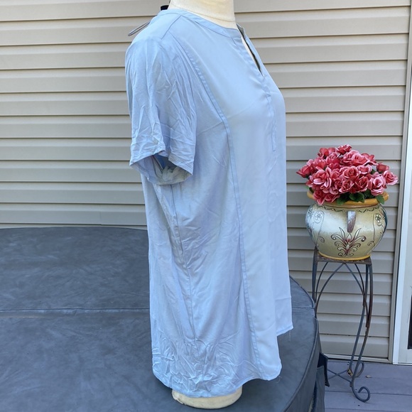 ⚜️Attention Baby Blue Dressy Casual Short Sleeve Blouse! - Picture 2 of 5